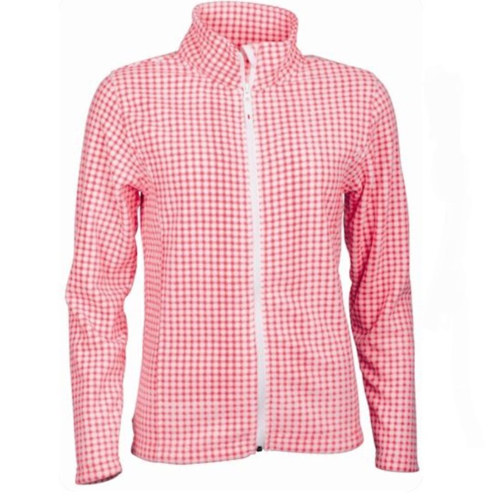 Abacus Red White Gingham Plaid Waterproof Rain Jacket Large Preppy Scoonie